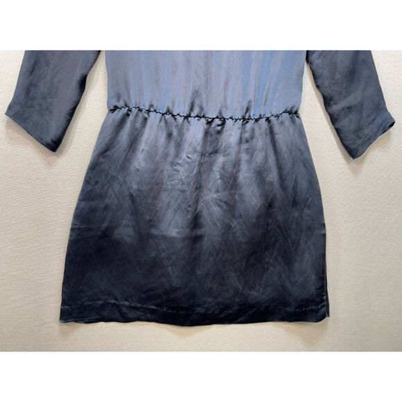 Vintage Theory Womens Cowl Neck Satin Mini Dress Size 4 Slate Gray 3/4 Sleeve - Picture 10 of 11